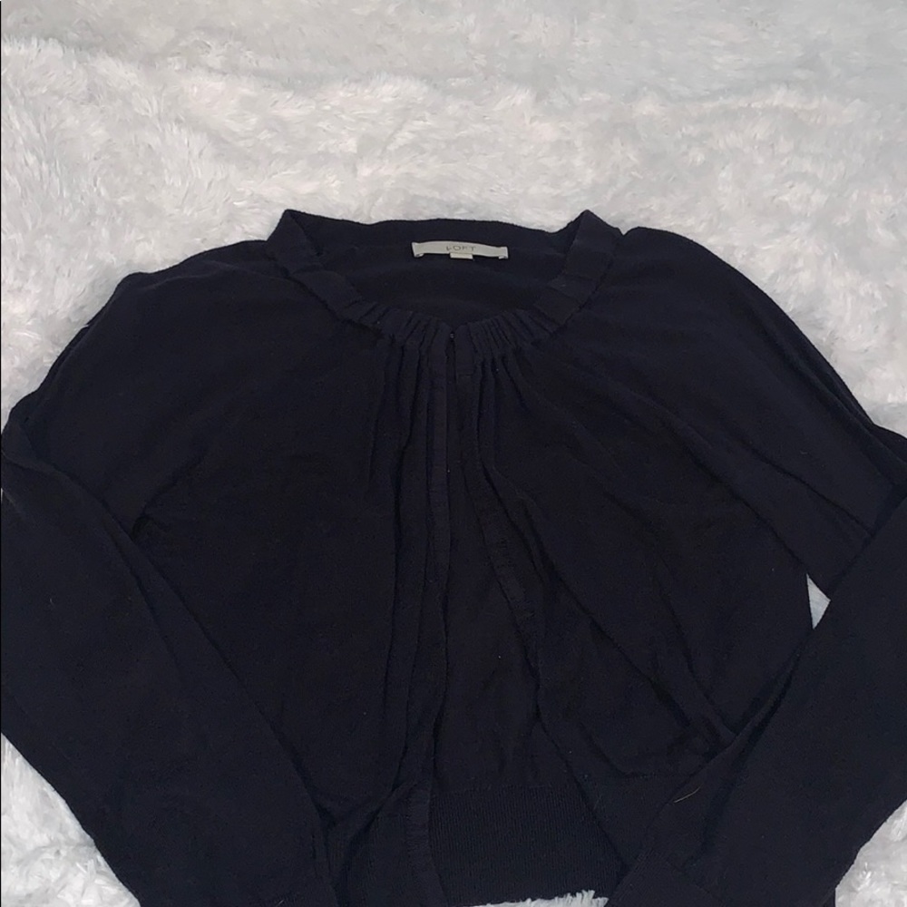 Navy Button Up Sweater Loft